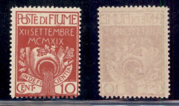 Occupazioni I Guerra Mondiale - Fiume - 1920 - 10 Cent Legionari (128) - Gomma Integra (112,5) - Andere & Zonder Classificatie