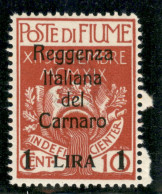 Occupazioni I Guerra Mondiale - Fiume - 1920 - 1 Lira Su 10 Cent Reggenza (143) - Gomma Integra - Sonstige & Ohne Zuordnung