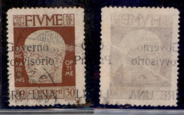 Occupazioni I Guerra Mondiale - Fiume - 1921 - Una Lira Su 30 Cent (159oa) Usato - Soprastampa Spostata (G A Cavallo + R - Other & Unclassified