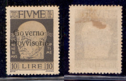 Occupazioni I Guerra Mondiale - Fiume - 1921 - 10 Lire Governo Provvisorio (163) - Gomma Originale (150) - Other & Unclassified