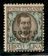 Occupazioni I Guerra Mondiale - Corfù - 1923 - 2,40 Dracme Su 1 Lira Floreale (11) - Gomma Integra - Other & Unclassified
