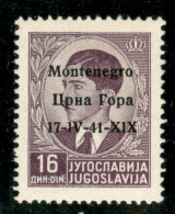 Occupazioni II Guerra Mondiale - Montenegro - 1941 - 16 Din (12 Pb) - Errore 1V + X1X - Gomma Originale - Autres & Non Classés