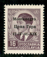 Occupazioni II Guerra Mondiale - Montenegro - 1941 - 16 Din (12 Pb) - Errore 1V + X1X - Gomma Originale - Otros & Sin Clasificación