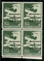 Occupazioni II Guerra Mondiale - Montenegro - 1941 - 1 Din Posta Aerea (2+2h+2g+2h) - Quartina - Gomma Integra Con Lievi - Other & Unclassified