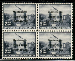 Occupazioni II Guerra Mondiale - Montenegro - 1941 - 2 Din Posta Aerea (3+3+3 Varietà+3g) - Errore 1V Nel Pezzo In Basso - Autres & Non Classés