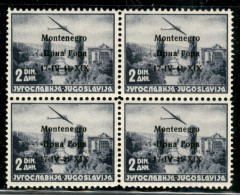 Occupazioni II Guerra Mondiale - Montenegro - 1941 - 2 Din Posta Aerea (3+3+3 Varietà+3g) - Errore 1V Nel Pezzo In Basso - Sonstige & Ohne Zuordnung