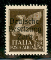 Occupazioni Straniere Di Territori Italiani - Occupazione Tedesca - Zara - 1943 - 50 Cent Posta Aerea (2/Ic) - N Rotta ( - Otros & Sin Clasificación