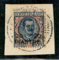 Uffici Postali All'Estero - Levante - Costantinopoli - 1908 - 20 Piastre Su 5 Lire Floreale (19) - Usato Su Fammento - Altri & Non Classificati