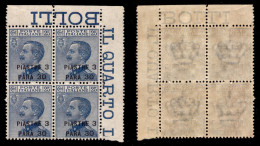Uffici Postali All'Estero - Levante - Costantinopoli - 1921 - 3,30 Piastre Su 35 Cent (38) - Quartina Angolare - Gomma I - Autres & Non Classés