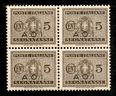 Colonie - Africa Orientale Italiana - 1939 - 5 Cent Segnatasse (1 + 1a) In Quartina - Senza Punto Dopo I (pos. 100) - Go - Autres & Non Classés