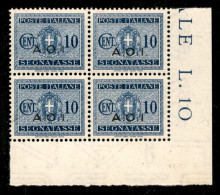 Colonie - Africa Orientale Italiana - 1939 - 10 Cent Segnatasse (2 + 2a) - Quartina Angolare - Senza Punto Dopo I (pos.  - Andere & Zonder Classificatie