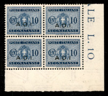 Colonie - Africa Orientale Italiana - 1939 - 10 Cent Segnatasse (2 + 2a) - Quartina Angolare - Senza Punto Dopo I (pos.  - Sonstige & Ohne Zuordnung