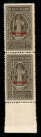 Colonie - Cirenaica - 1929 - 10 Lire Montecassino (59 - Varietà) - Coppia Verticale Bordo Foglio Con Piega Naturale Di C - Autres & Non Classés