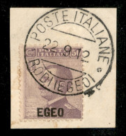 Colonie - Egeo - Emissioni Generali - 1912 - 50 Cent (2) Usato Su Frammento A Rodi Nel Giorno D'emissione (22.9.12) - Other & Unclassified