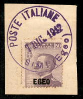 Colonie - Egeo - Emissioni Generali - 1912 - 50 Cent (2) Usato A Simi Su Frammento - Andere & Zonder Classificatie