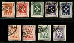 Colonie - Egeo - Emissioni Generali - 1934 - Segnatasse (1/9) - Serie Completa - Usati - Annulli Di Favore - Other & Unclassified