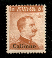 Colonie - Egeo - Calino - 1917 - 20 Cent Michetti (9) - Gomma Originale - Autres & Non Classés