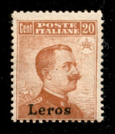 Colonie - Egeo - Lero - 1917 - 20 Cent Michetti (9) - Gomma Originale - Altri & Non Classificati