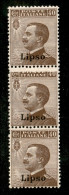 Colonie - Egeo - Lipso - 1912 - 40 Cent Michetti (6 + 6a + 6) - Striscia Di 3 Con Varietà Al Centro - Gomma Integra - Ca - Sonstige & Ohne Zuordnung