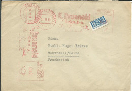 ALLEMAGNE LETTRE 30 Pf + FISCAL  AMBERG  POUR  MONTREUIL ( SEINE / FRANCE )  DE 1951 LETTRE COVER - Machines à Affranchir (EMA)