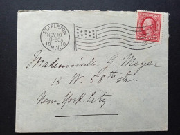 Jolie Lettre De Stapleton à New York Le 10 Novembre 1910, Flamme Drapeaux Du Type Des Machines Columbia - Cartas & Documentos