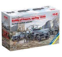 ICM - Coffret Battle Of France Sd.Kfz.251 Radio + Blindé + Voiture + 12 Fig Maquettes Réf. DS3515 Neuf NBO 1/35 - Vehículos Militares