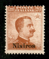 Colonie - Egeo - Nisiro - 1917 - 20 Cent Michetti (9) - Gomma Originale - Altri & Non Classificati