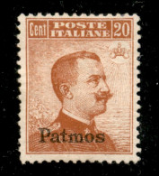 Colonie - Egeo - Patmo - 1917 - 20 Cent Michetti (9) - Gomma Originale - Ottimamente Centrato - Sonstige & Ohne Zuordnung