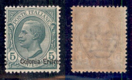 Colonie - Eritrea - 1908 - 5 Cent Leoni (31 Varietà) Con Soprastampa Obliqua (a Eritre) - Gomma Integra - Non Catalogato - Andere & Zonder Classificatie