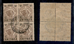 Colonie - Eritrea - 1922 - 2 Cent Su 1 Besa (54) - Quartina Usata - Autres & Non Classés