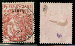 Colonie - Libia - 1915 - 10 Cent Croce Rossa (13a) - Soprastampa Sottile - Usato (100) - Andere & Zonder Classificatie
