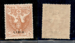 Colonie - Libia - 1918 - 20 Cent Croce Rossa (16ac) Con Soprastampa Sottile In Basso - Gomma Integra (360) - Autres & Non Classés