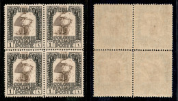 Colonie - Libia - 1924 - 1 Cent Pittorica (44) In Quartina - Gomma Integra - Perfettamente Centrata - Autres & Non Classés