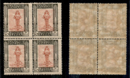 Colonie - Libia - 1924 - Torino - 10 Cent Pittorica (47 - Varietà B) In Quartina - Gomma Integra - Non Catalogato - Autres & Non Classés