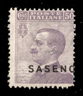Colonie - Saseno - 1923 - 50 Cent (6) - Gomma Integra - Other & Unclassified