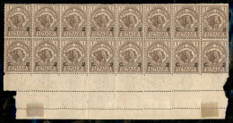 Colonie - Somalia - 1907 - 2 Cent Su 1 Besa (10) - Blocco Di 16 Bordo Foglio Integrale In Basso - Gomma Integra - Other & Unclassified