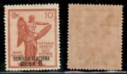 Colonie - Somalia - 1922 - 6 Besa Su 10 Cent Vittoria (31h) - Filigrana Croce - Gomma Integra (90) - Autres & Non Classés
