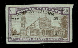 Colonie - Somalia - 1925 - Prova Di Macchina - 15 Besa Su 50 Cent Anno Santo (tipo 63) Su Carta Azzurra - Non Dentellato - Andere & Zonder Classificatie