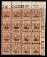 Colonie - Somalia - 1927 - 2 Cent Floreale (92) - Blocco Angolare Di 16 - Gomma Integra - Other & Unclassified