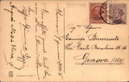 Colonie - Somalia - 10 Cent Leoni (94) + 20 Cent Michetti (95) Su Cartolina Da Chisimaio 8.1.32 Per Genova - Autres & Non Classés
