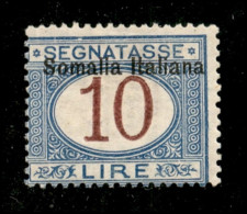 Colonie - Somalia - 1909 - 10 Lire (22 - Segnatasse)  - Gomma Originale E Traccia Di Linguella (80) - Sonstige & Ohne Zuordnung