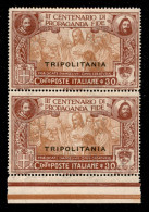 Colonie - Tripolitania - 1923 - Coppia Verticale Del 30 Cent Propaganda Fide (2) Bordo Foglio Con Intera Filigrana Lette - Other & Unclassified