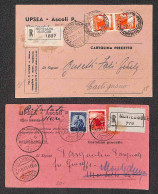 Repubblica - Due Cartoline Raccomandate  Viaggiate Nell'ott./nov. 1946 Da Montedinove Per Montelungo E Da Montalto March - Autres & Non Classés