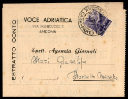 Repubblica - Estratto Conto Giornali  Con 6 Lire Democratica (554) Da Ancona A Montalto Marche Del 3.2.49 - Altri & Non Classificati