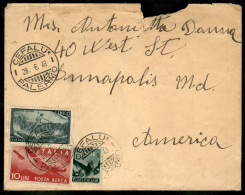 Repubblica - Lettera Da Cefalù 28.6.48 Per Gli USA Con Democratica 8 Lire + Risorgimento 12 Lire + Aerea 10 Lire (557 +  - Altri & Non Classificati