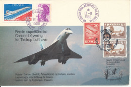 Denmark France Cover First Supersonic Concorde Flight From TIRSTRUP Airport 13-9-1986 The Plane Started I Charles De Gau - Covers & Documents
