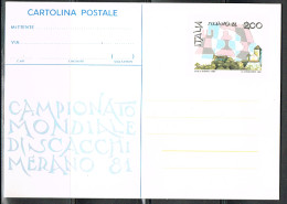 ECH L 2 - ITALIE Entier Postal Carte Thème Echecs 1981 - Entiers Postaux