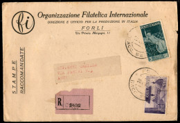 Repubblica - Stampe Raccomandate Da Forlì Per Asti Del 28.1.47 Con 3 Lire + 5 Lire Repubbliche Marinare (568 + 570) - No - Altri & Non Classificati