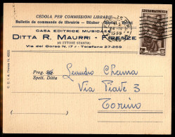 Repubblica - Cedola Di Commissione Libraria Con 6 Lire Italia Al Lavoro (638) Da Firenze A Torino Del 24.4.55 - Other & Unclassified