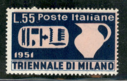 Repubblica - 1951 - 55 Lire Triennale (667 Varietà) - Filigrana ND + Fondo Rosa Spostato In Alto E A Destra - Non Catalo - Other & Unclassified